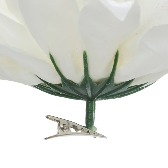 Décoration de sapin dahlia blanc pailletée 15cm