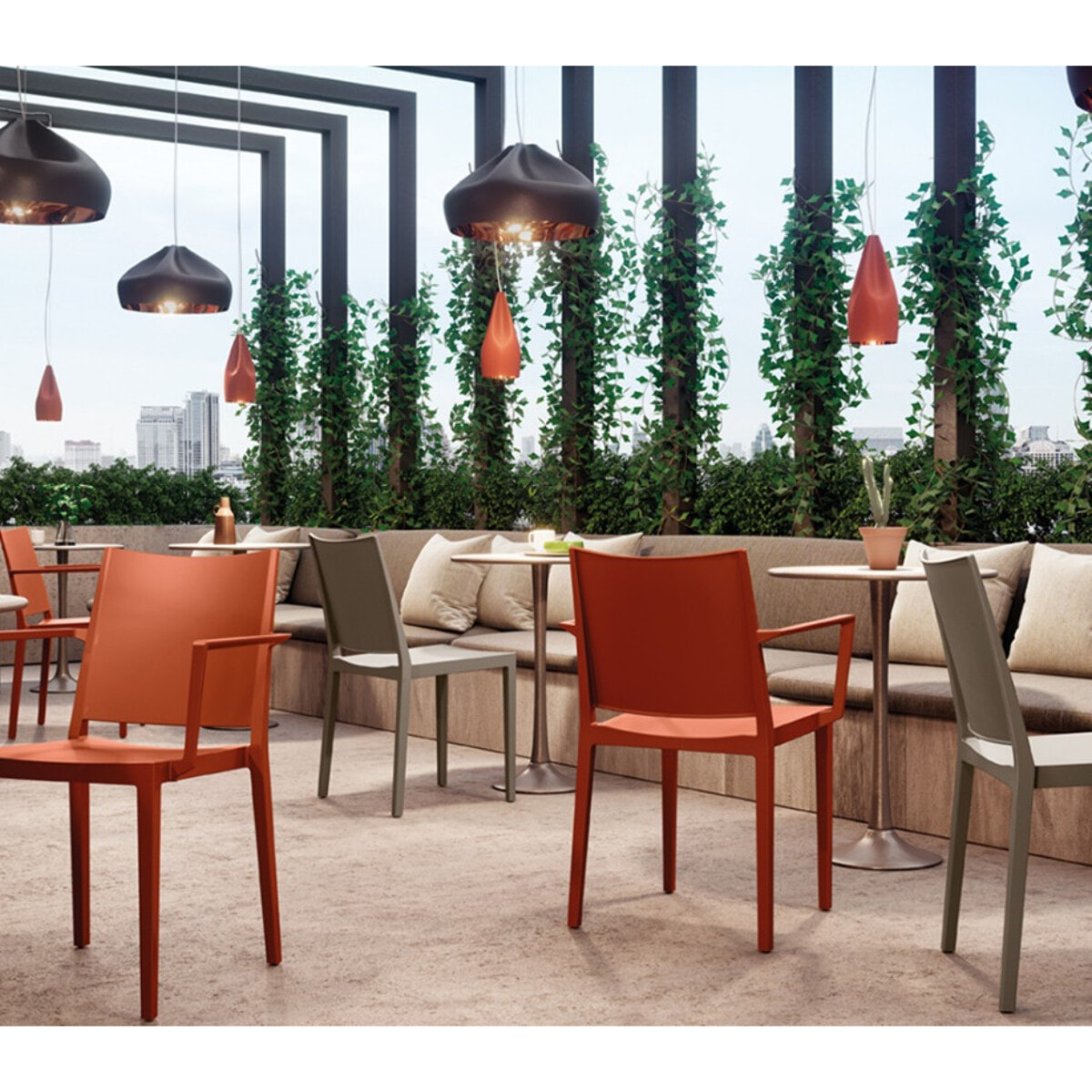 Lot de 2 fauteuils de jardin en plastique - terracotta - LAGOS