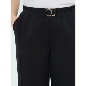 Fiorella Rubino - Pantalones cropped de felpa con detalle joya - Negro