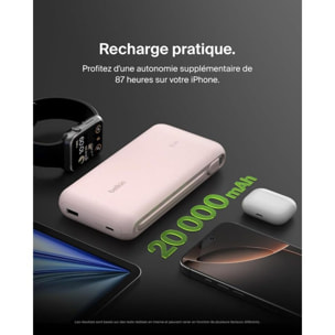 Batterie externe BELKIN 20000 mAh avec cable USB-C intégre pink