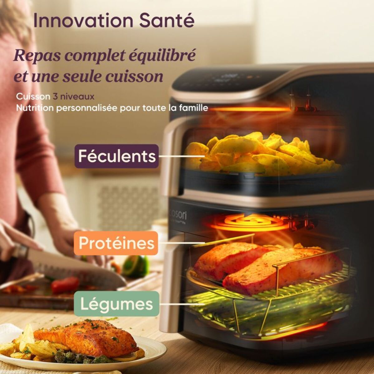 Friteuse sans huile COSORI KOSP0040EUN Turbo Tower Pro Smart, 10,8 L, panier céramique