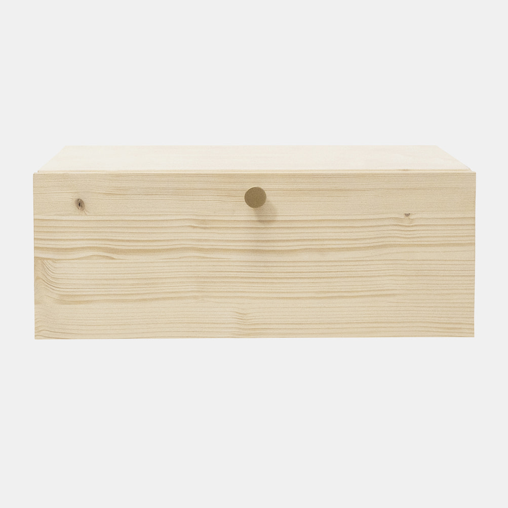 Mesita de noche de madera maciza flotante con tirador en tono natural de 40cm Alto: 15 Largo: 40 Ancho: 25