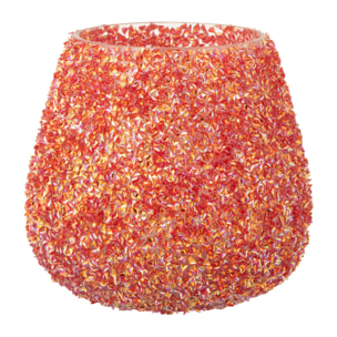 J-Line bougeoir Perles - verre - orange - medium