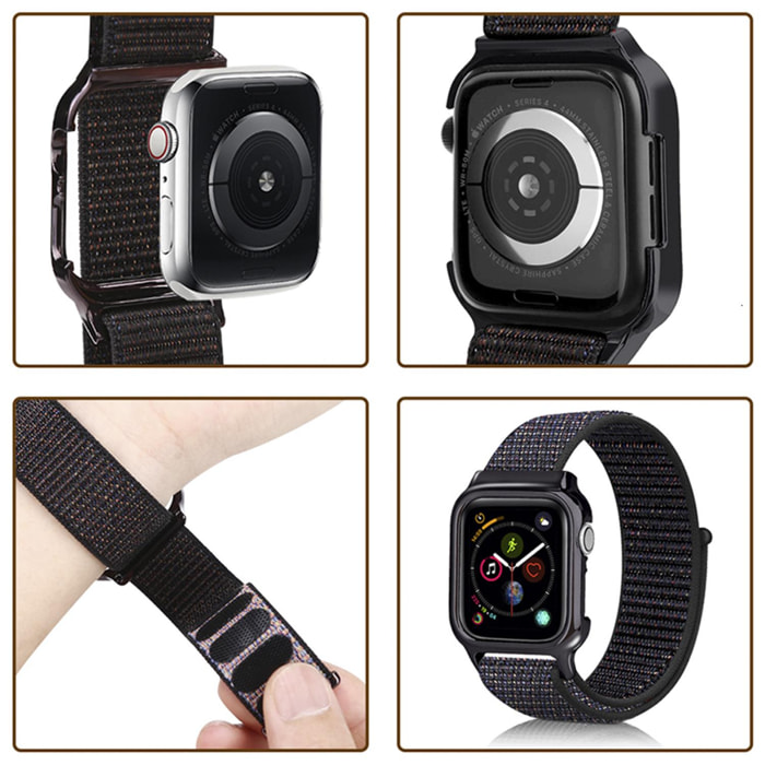 Cinturino in nylon con calotta rigida e chiusura in velcro compatibile con iWatch 44mm