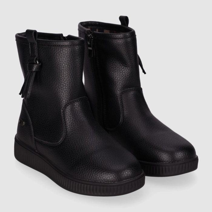 Botines de Piel - Negro - Tacón: Bajo