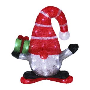 Gnomo navideño con 40 luces led con temporizador 35x15x40cm