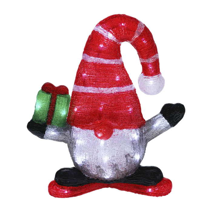 Gnomo navideño con 40 luces led con temporizador 35x15x40cm