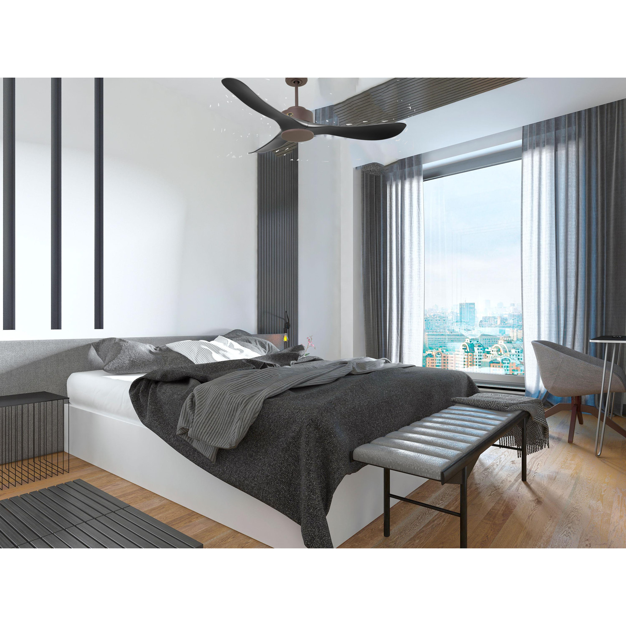 Ventilateur de plafond ø132 cm avec Wifi Réversible Hypersilence 40   W Chocolat