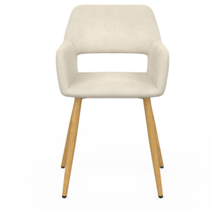 Chaises Heidi en velours beige et pieds bois - lot de 2