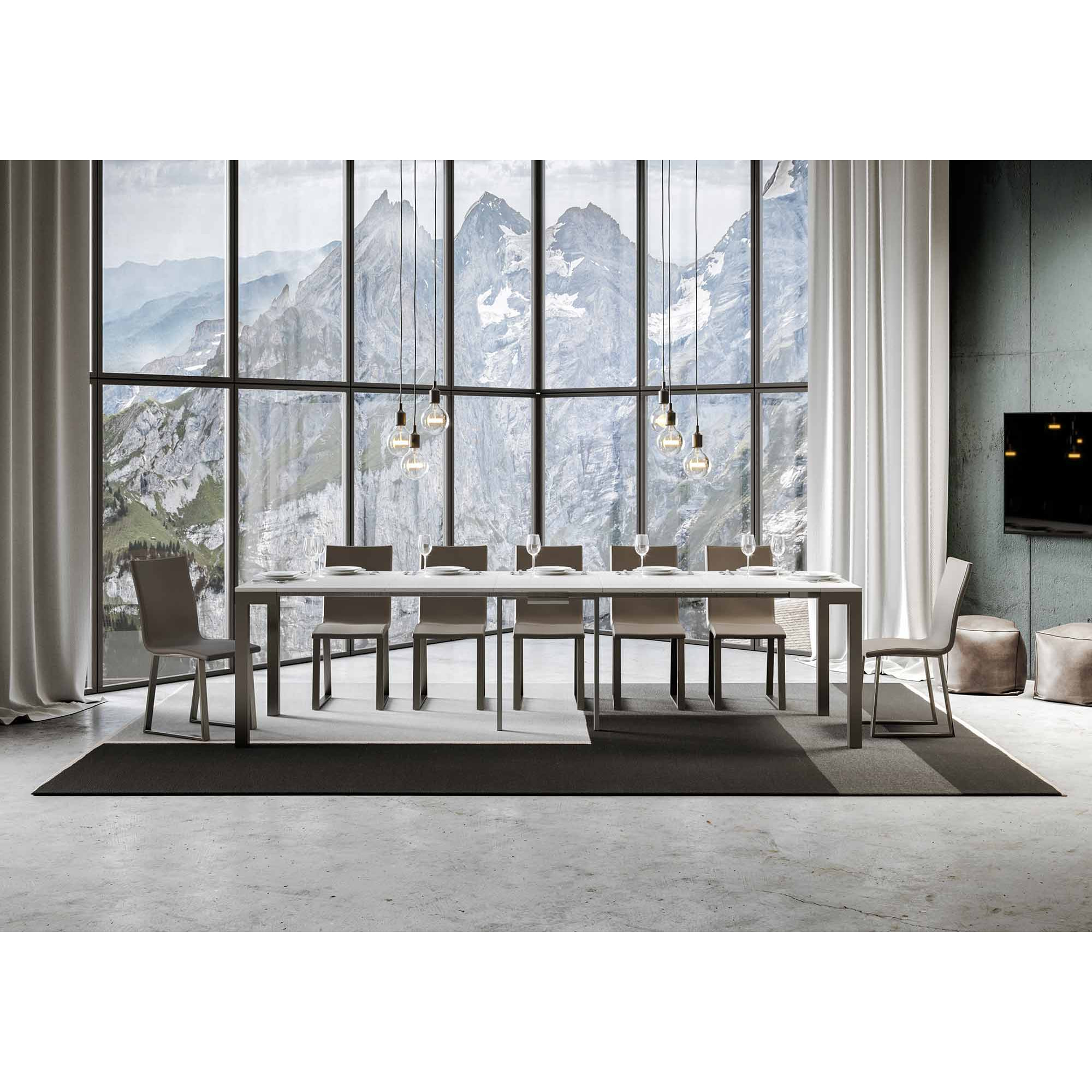 Consola extensible 90x40/300 cm Everyday Evolution Fresno Blanco estructura Antracita