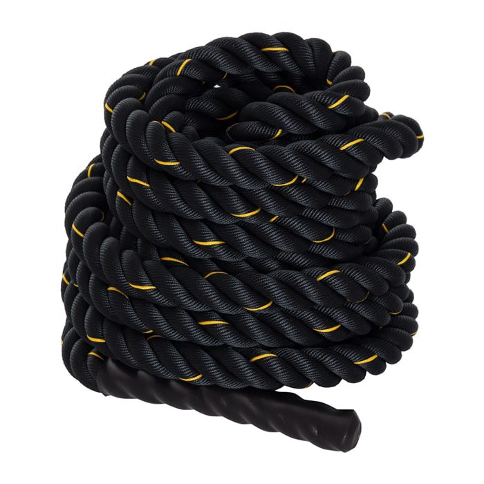 Cuerda de Batalla Ø38 mm Longitud 9 m Battle Rope Formación Battling Power Cuerda Ejercicio Fitness Deporte Poliéster Ultra Resistente Negro