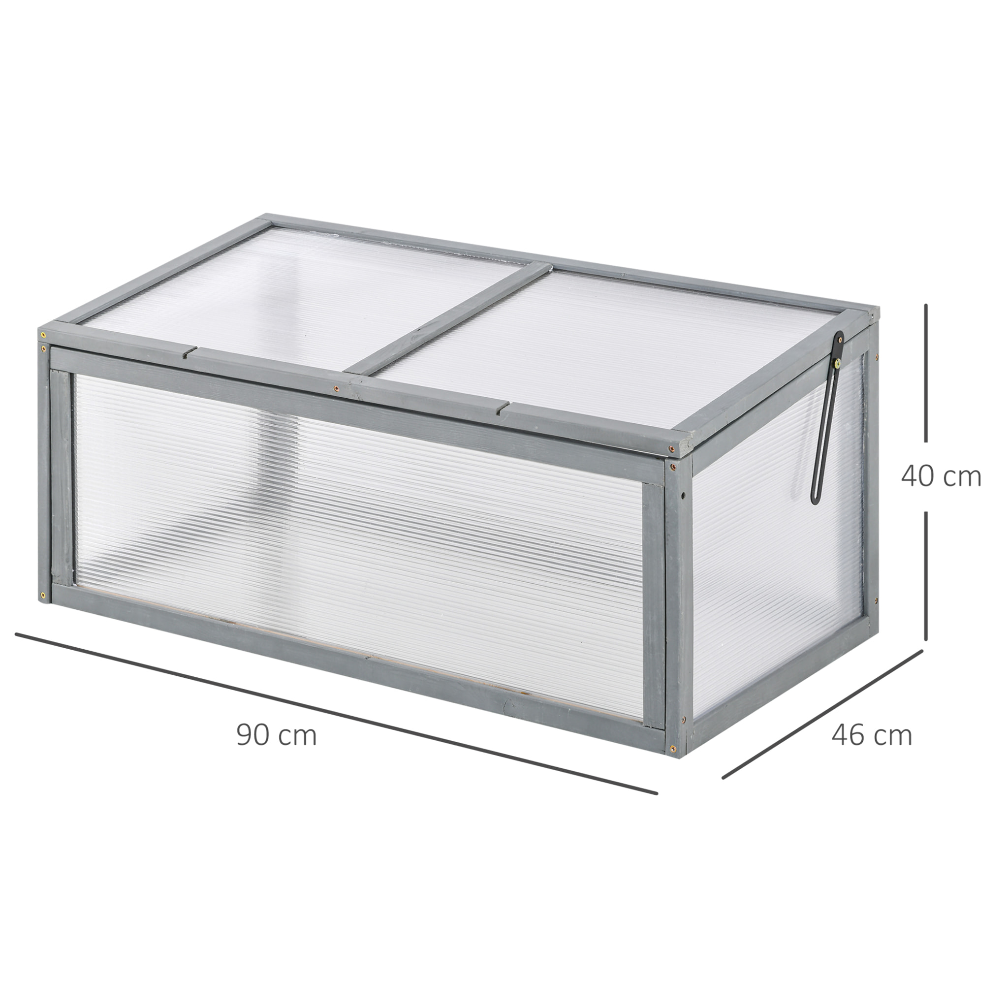 Mini serre de jardin toits ouvrables polycarbonate sapin pré-huilé gris