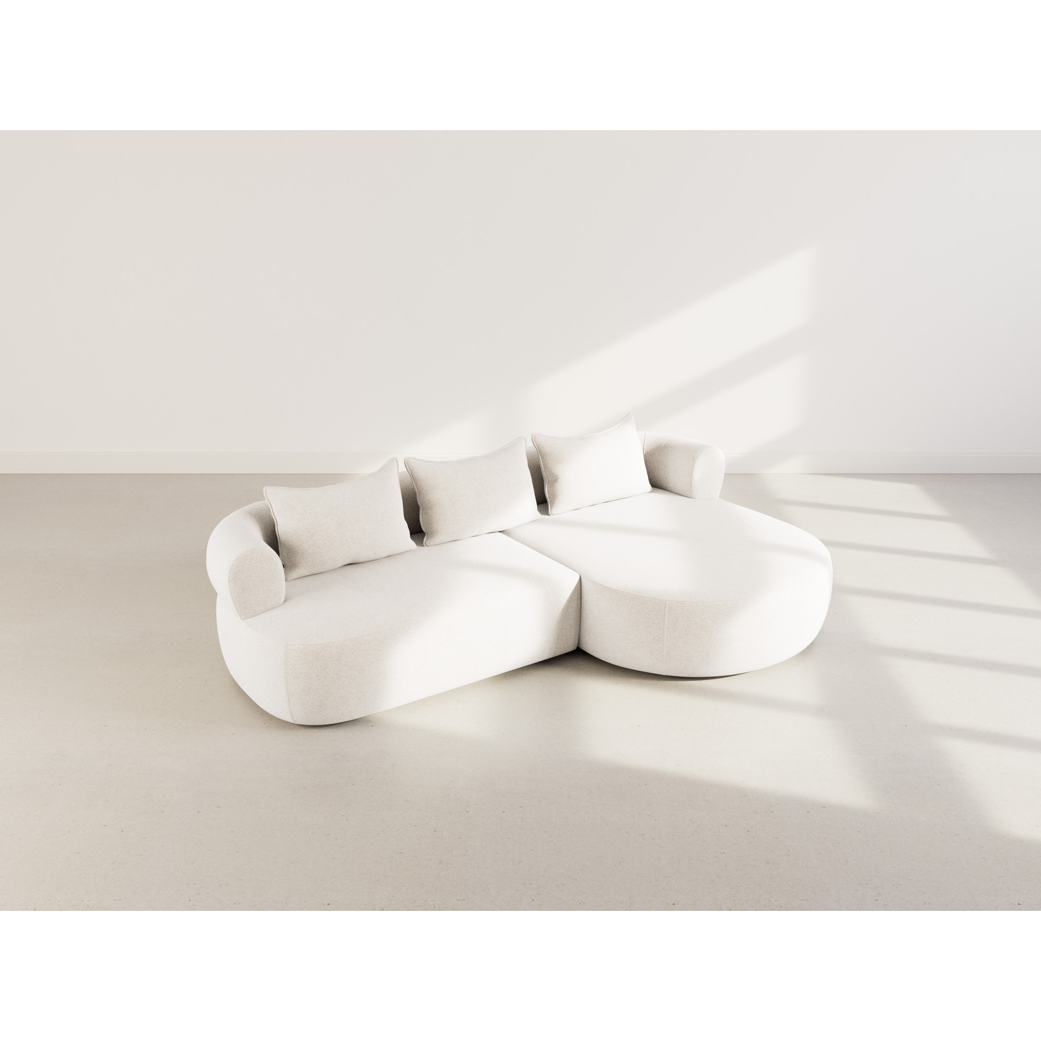 Angela - canapé d'angle droit 4 places en velours texturé - Beige