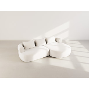 Angela - canapé d'angle droit 4 places en velours texturé - Beige