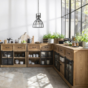 Buffet 1 porte "Danik" - bois & verre trempé