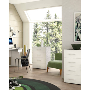 Cassettiera Solano, Settimanale a 4 cassetti per camera da letto, Mobiletto multiuso da ufficio o studio, 60x41h87 cm, Cemento e Bianco