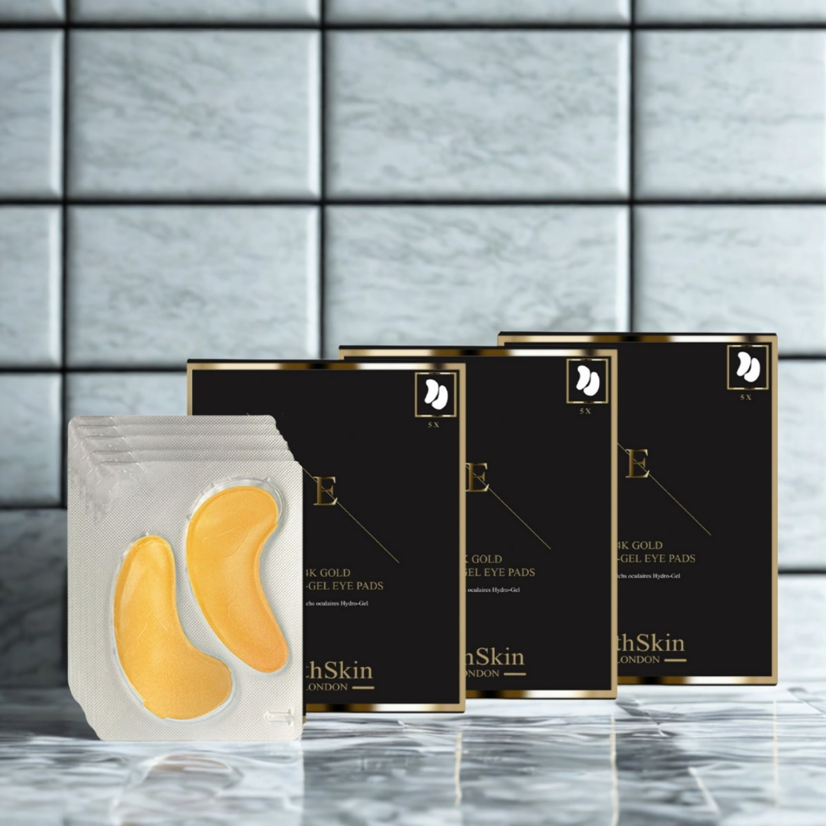 Parche de colágeno dorado para ojos triple