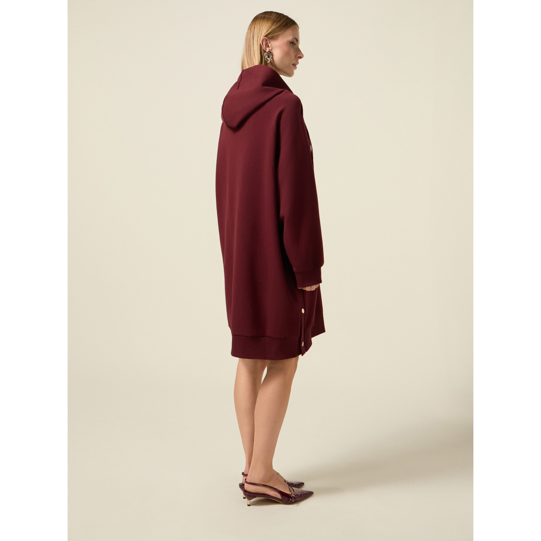 Oltre - Vestido oversized de sudadera con capucha - Burgundy