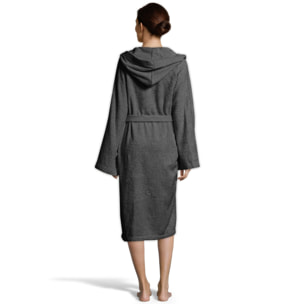 Bassetti Morbido Accappatoio 360 gr con Cappuccio 100% Cotone Uomo Donna Spugna Taglie Forti - ITALY Designed - Collezione VIVIAN - FUMO FA