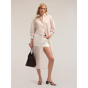 Motivi - Camicia lunga gessata - Beige