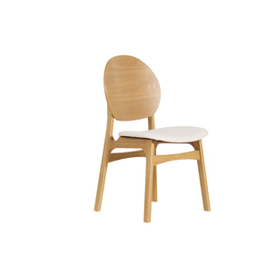 Chaises scandinaves en bois clair et tissu effet laine bouclée blanc (lot de 2) ELTON