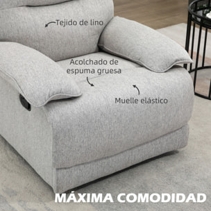 Sillón Reclinable de Salón Sillón Relax Reclinable Manual Tapizado en Tela con Reposapiés Carga 160 kg para Personas 150-190 cm 89x98x101 cm Gris