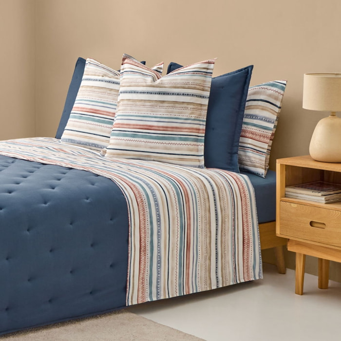 Sábana rayas multicolor Onray color azul 100% Algodón percal