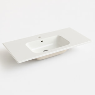 Lavabo Da Incasso Rettangolare Lavandino Bagno In Ceramica Design Moderno Elegante Per Top Bagno 101 x 46 cm Bianco