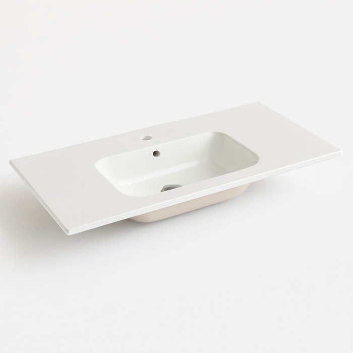 Lavabo Da Incasso Rettangolare Lavandino Bagno In Ceramica Design Moderno Elegante Per Top Bagno 101 x 46 cm Bianco