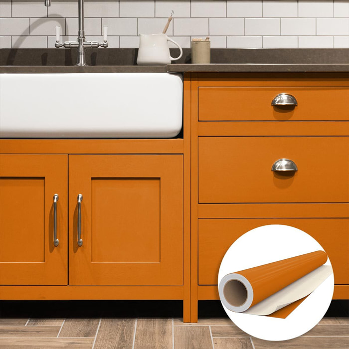 Rouleau adhésif décoratif Vinyle au Mètre - Noisette - Sticker Lavable Imperméable Mur Cuisine Meubles