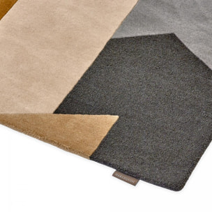 Tapis salon et chambre fait à la main en laine motif géométrique HAGU