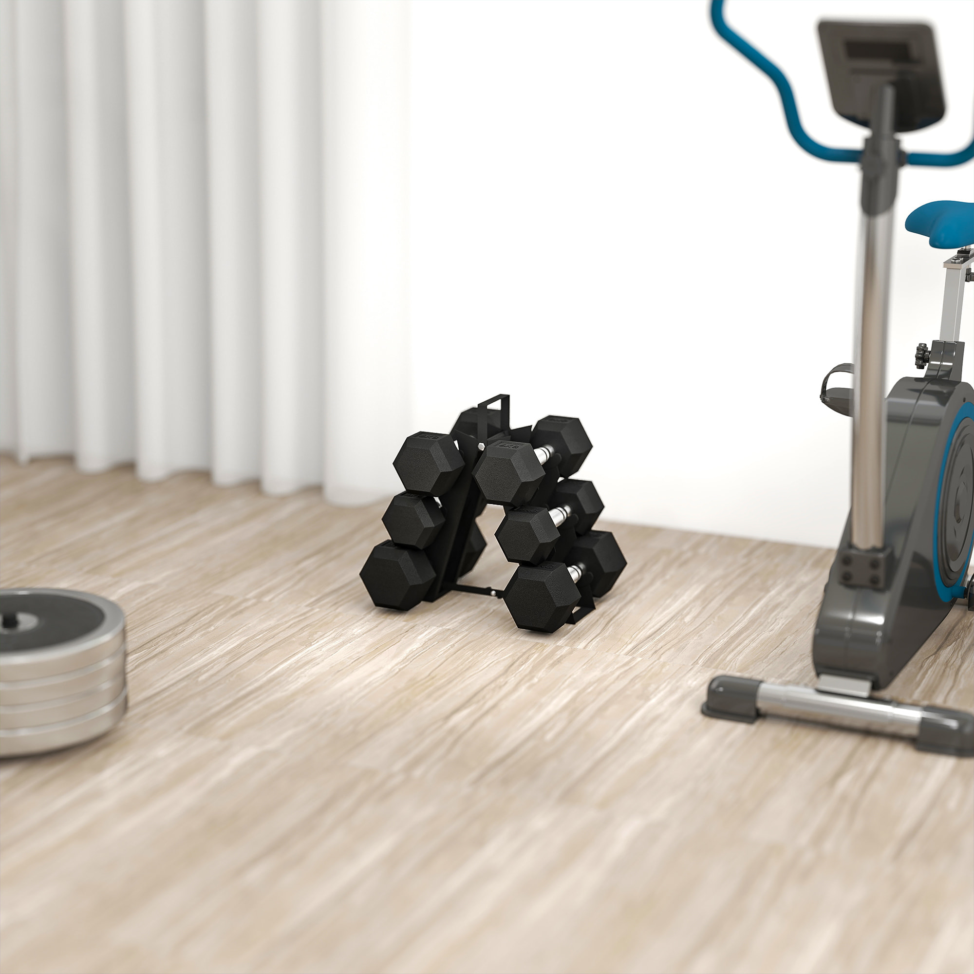 Ensemble d'haltères avec support 2 x 4 Kg/6 Kg/8 Kg noir