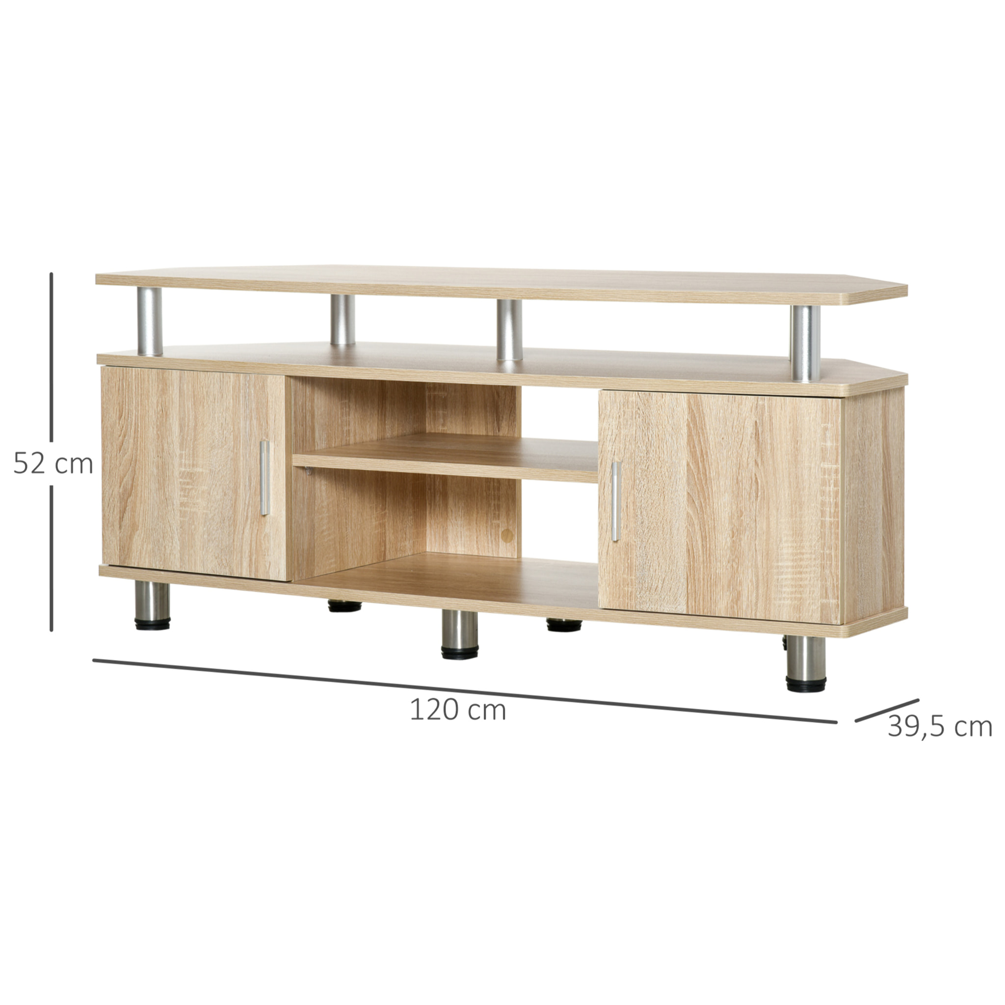Soporte de TV con Estantes Puertas de 120x39,5x52cm Roble
