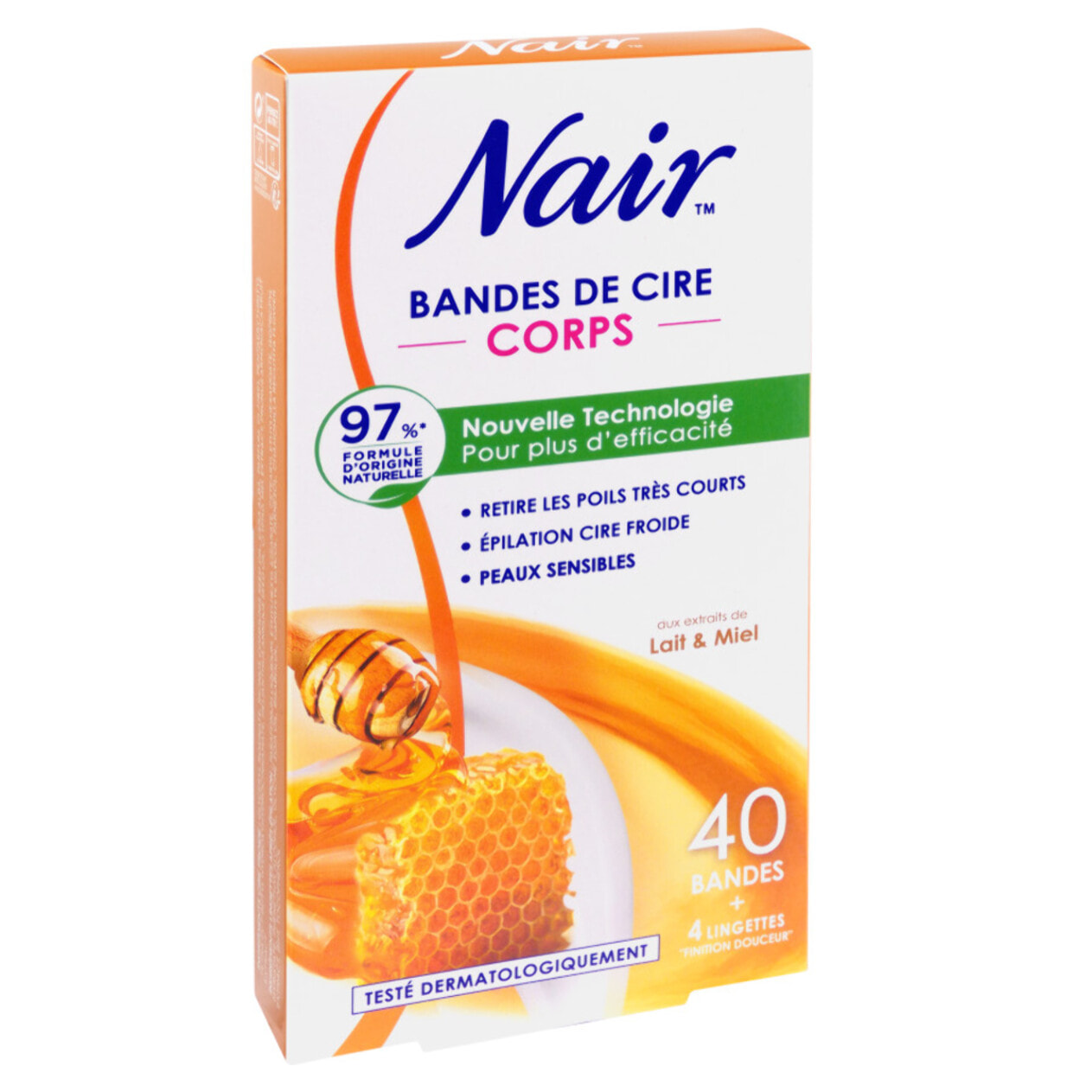 Pack de 2 - Nair - Bandes de cire froides corps douceur aux extraits de lait & miel