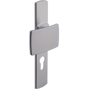 Ensemble de porte palière sur plaque Muze BEZAULT - Entraxe 195mm - Chrome velours - Clé I - 525/4075/6391