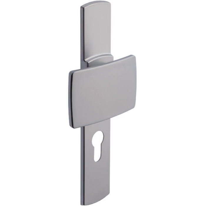 Ensemble de porte palière sur plaque Muze BEZAULT - Entraxe 195mm - Chrome velours - Clé I - 525/4075/6391