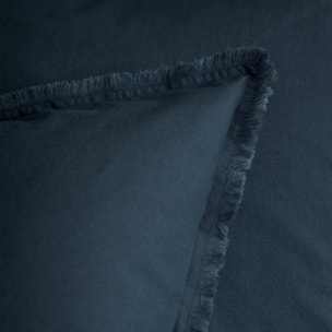 Set de 2 taies d’oreiller unies à franges, COTON LAVÉ