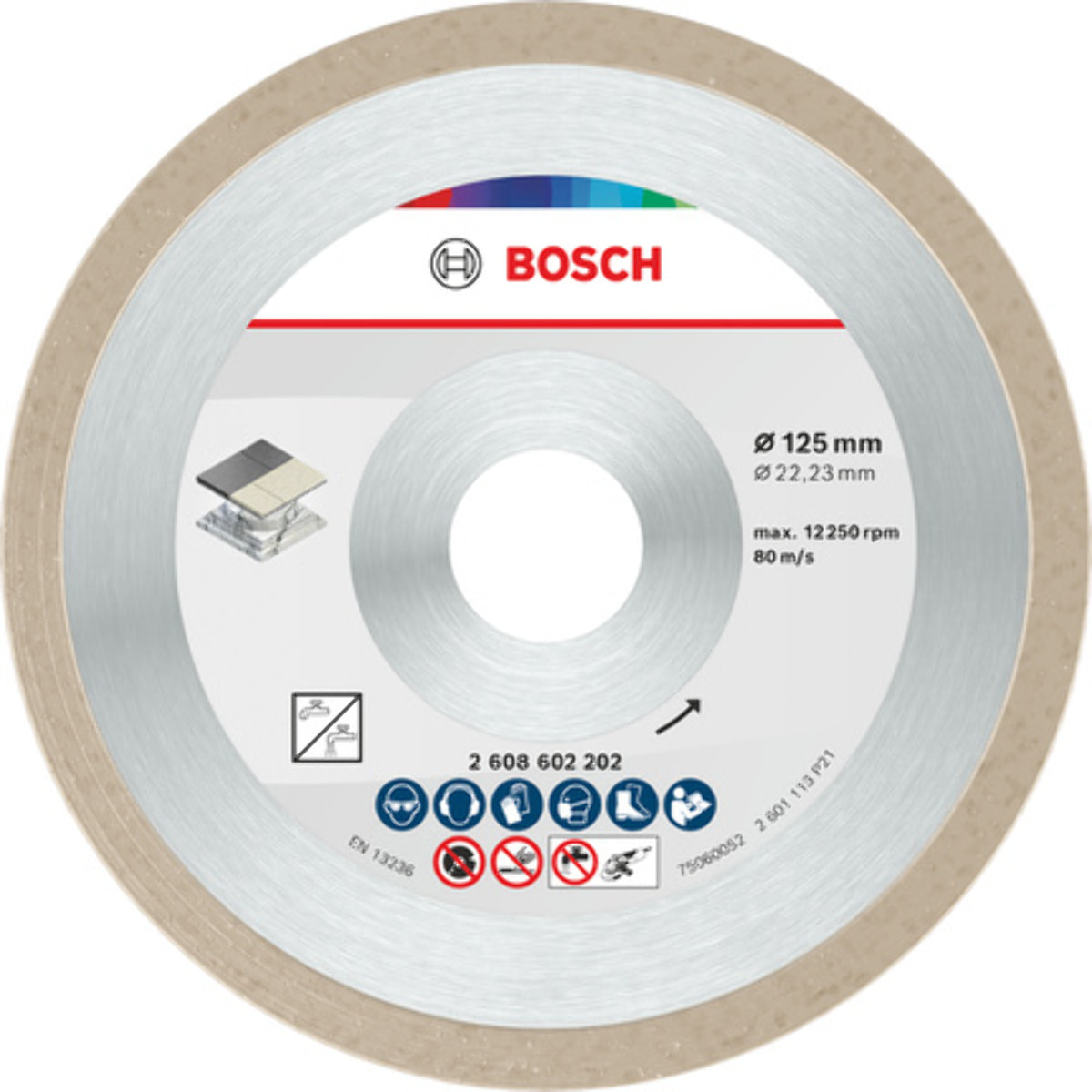 Disque à tronçonner diamanté BOSCH Standard Spécial Céramique 115X22.23 MM - 2608602201