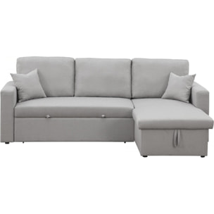 Canapé d'angle convertible/ réversible avec coffre "Alain" - 3 places - Gris clair