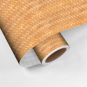 Rouleau revêtement adhésif vinyle au mètre - Sticker mural tête de lit - ROTIN TRESSÉ BOHÈME