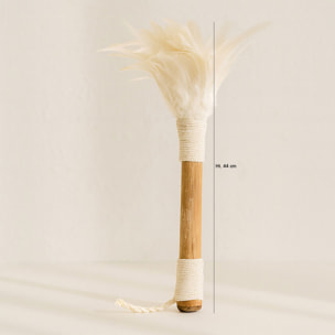 Plumeau décoratif en bambou et plumes blanches KEMOA