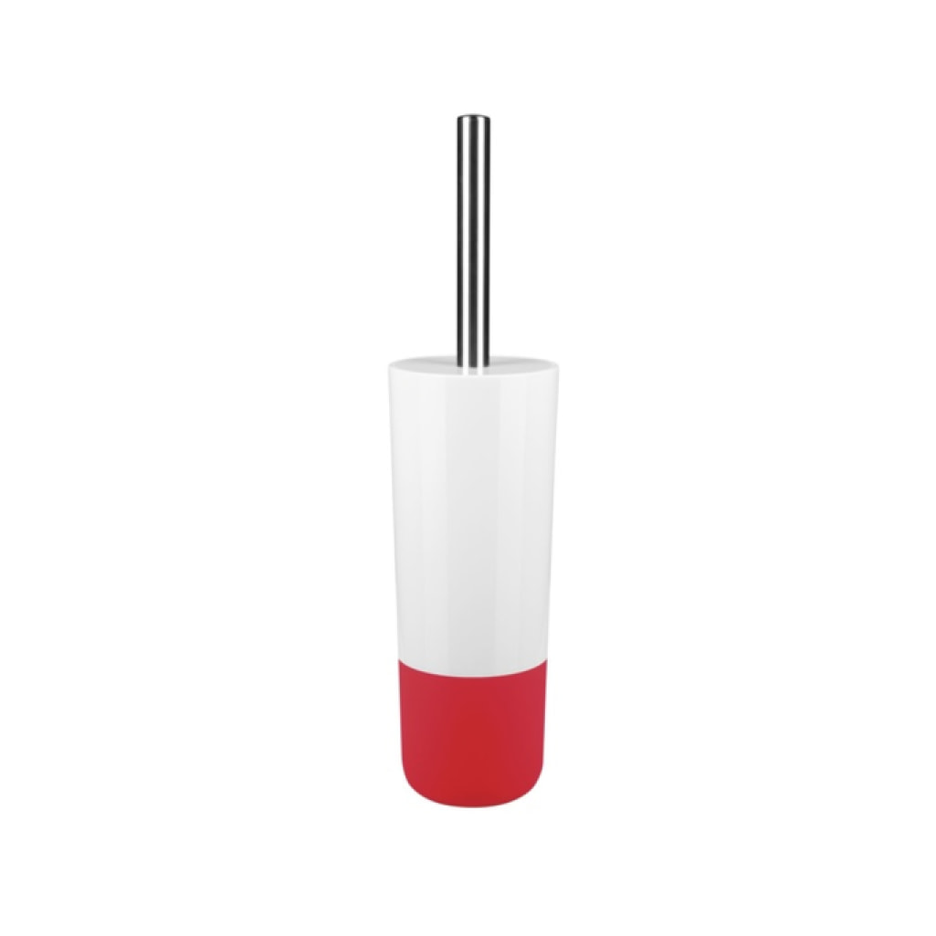 Spirella Scopino Per WC MOJI Con Supporto - Set Rosso E Bianco - Design Elegante, Setole Resistenti, Impugnatura Ergomomica