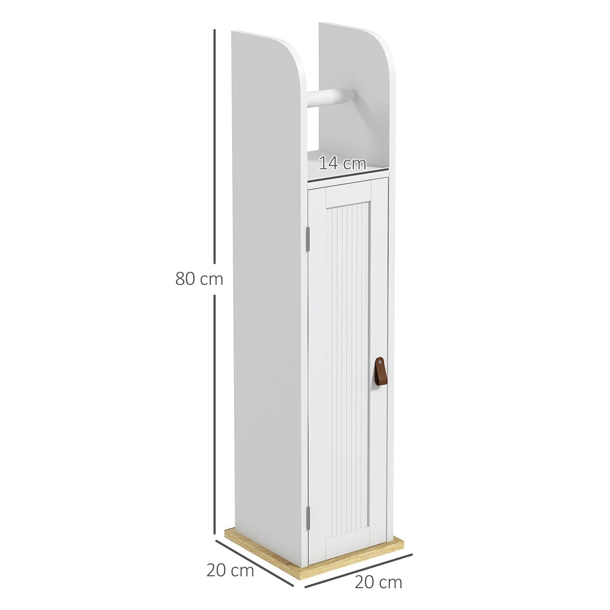 Support papier toilette - porte-papier toilette - armoire pour papier toilette - porte, 2 étagères, sortie papier blanc bois clair