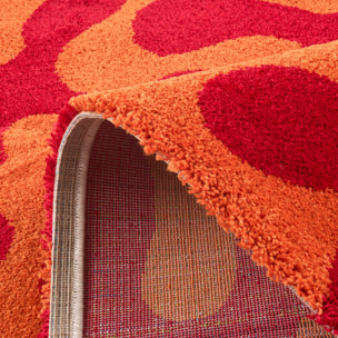 GROOVY - Tapis rétro coloré à motif abstrait - Confortable et moelleux - Rouge