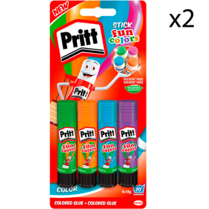 2x Pritt Stick Fun Colors Colla Colorata - 8 Stick da 10g