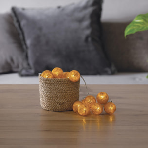 Guirlande LED à pile 16 boules - jaune ocre - L255 cm
