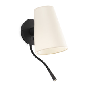 LUPE Lampe applique avec lecteur noire/beige