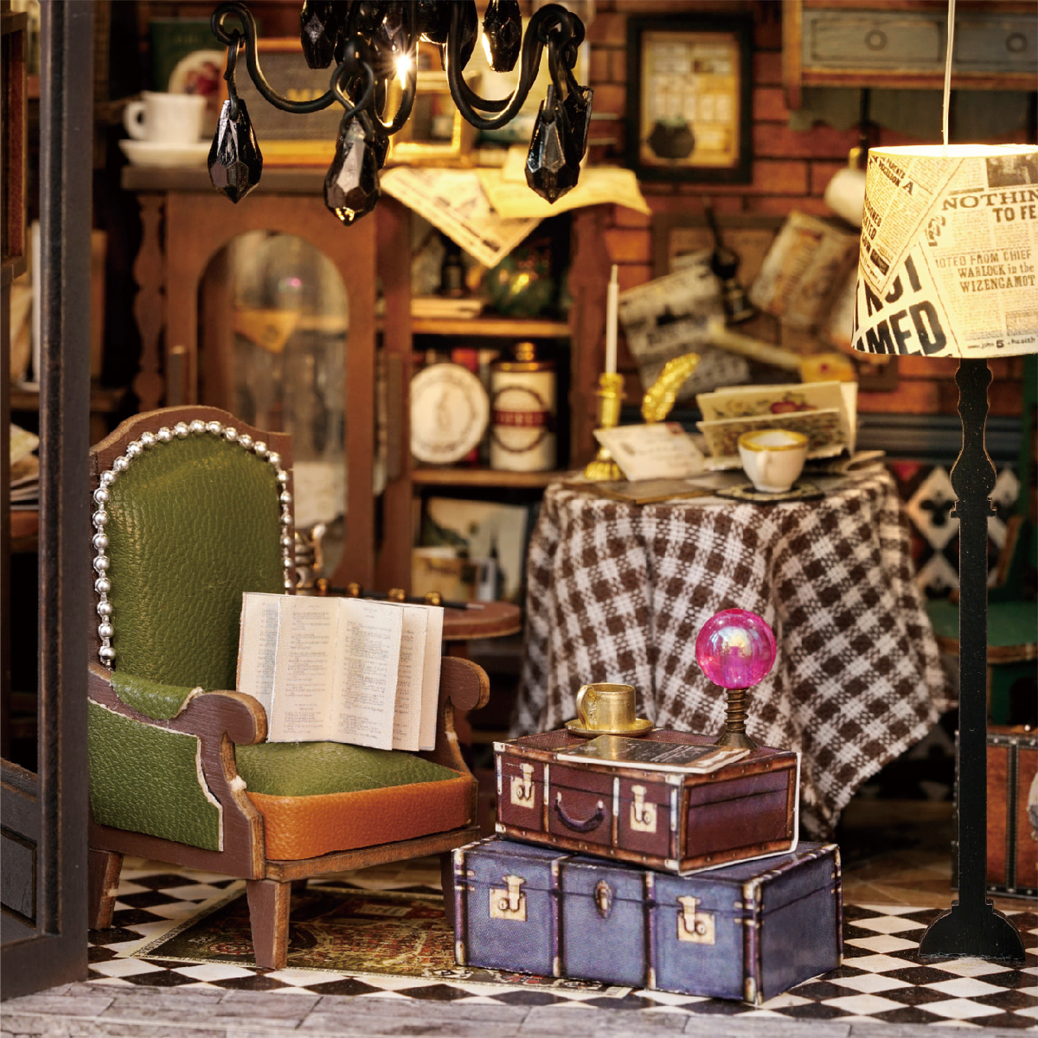 Cafetería Antigua. Maqueta 3D realista con gran detalle con cubierta antipolvo y luces led.