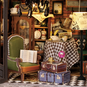 Cafetería Antigua. Maqueta 3D realista con gran detalle con cubierta antipolvo y luces led.