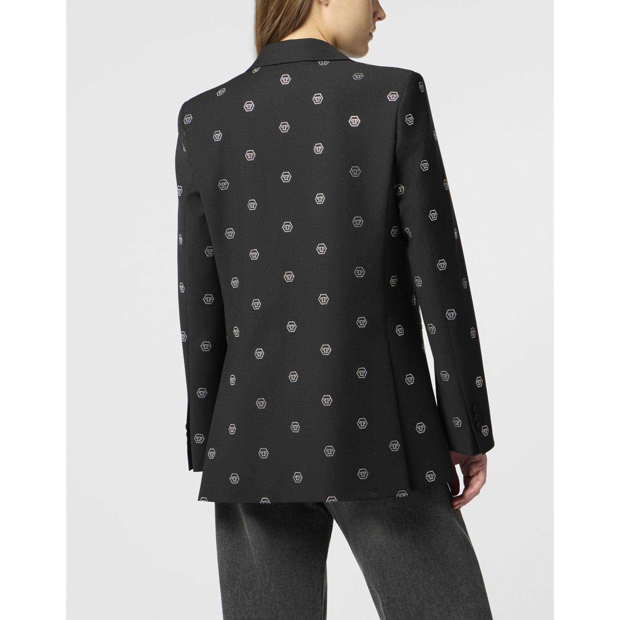 PHILIPP PLEIN Boyfriend's Fit Blazer Monogram Strass Monogram